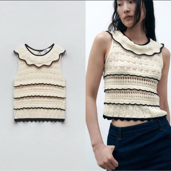 Hardware Ruffle Tank Zara | Tops | Zara Crochet Ruffled Tank | Poshmark